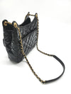 Hobo Handbag Shiny Crumpled Calfskin Gold Black - CHANEL - BALAAN 10