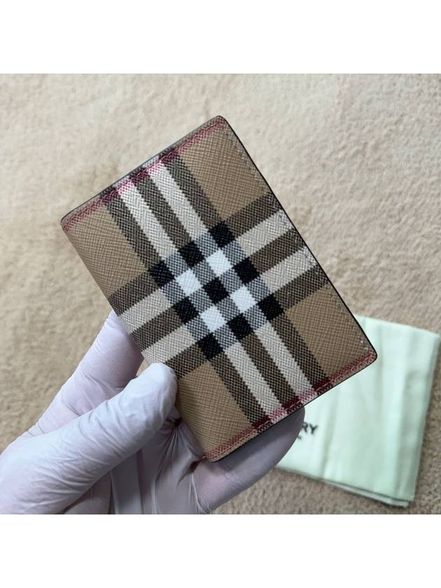 Vintage Check Pattern Non-Fold Leather Card Wallet Archive Beige - BURBERRY - BALAAN 3