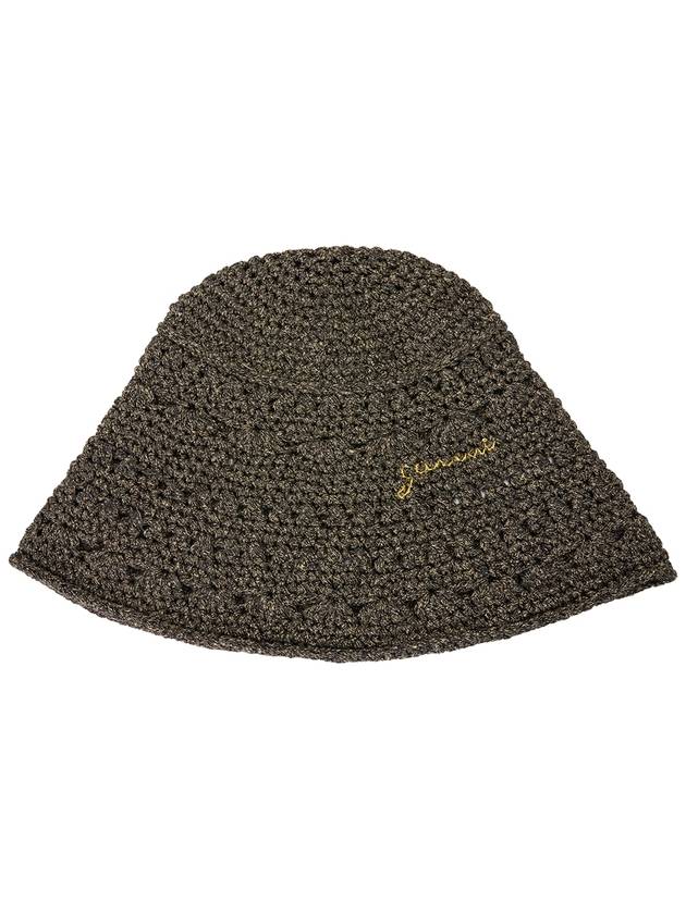 Metallic Crochet Bucket Hat Black - GANNI - BALAAN 2