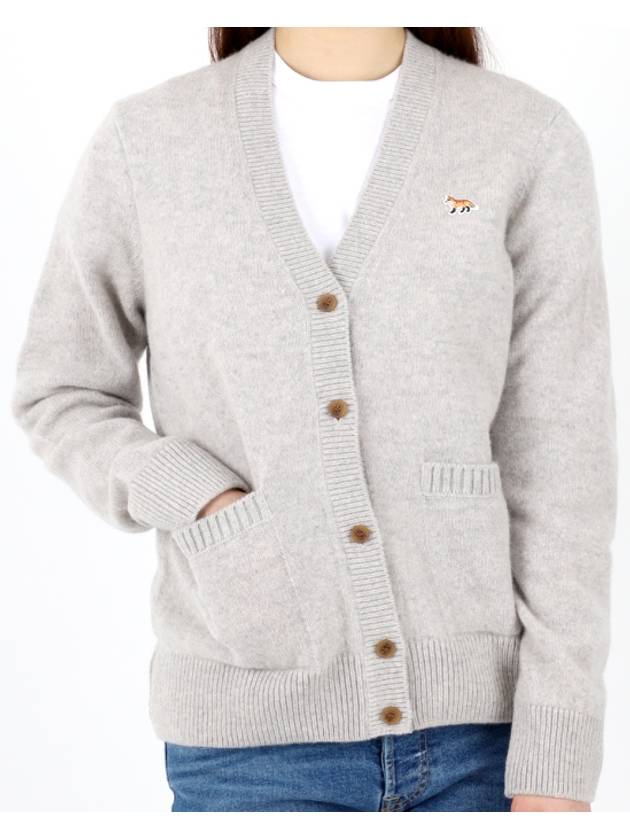 Baby Fox Patch Boxy Cardigan Light Grey Melange - MAISON KITSUNE - BALAAN 2