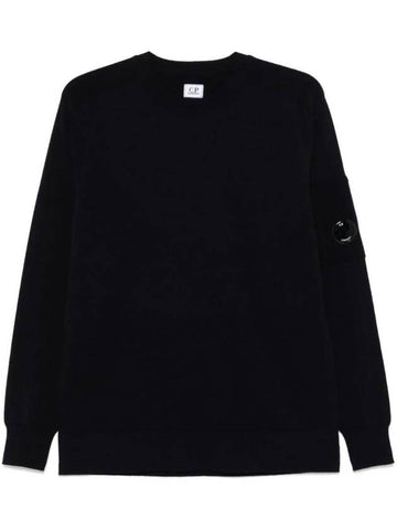 Extra Fine Merino Wool Crew Neck Knit Top Navy - CP COMPANY - BALAAN 1