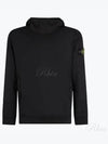 Garment Dyed Cotton Fleece Badge Hoodie Black - STONE ISLAND - BALAAN 2