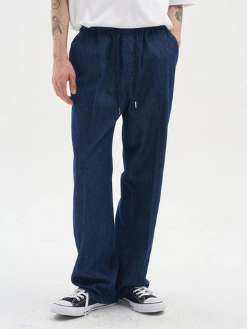 Summer banding wide denim pants_dark indigo - BLONDNINE - BALAAN 1