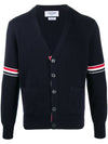 Milano Stitch Sprite Armband Cotton V-neck Cardigan Navy - THOM BROWNE - BALAAN 3