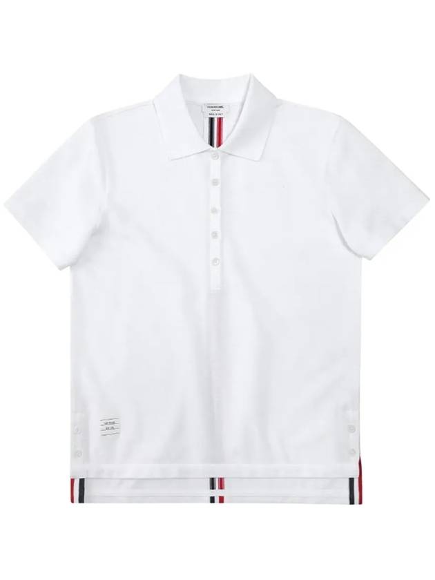 Classic Pique Center Back Stripe Relaxed Fit Short Sleeve Polo Shirt White - THOM BROWNE - BALAAN 6