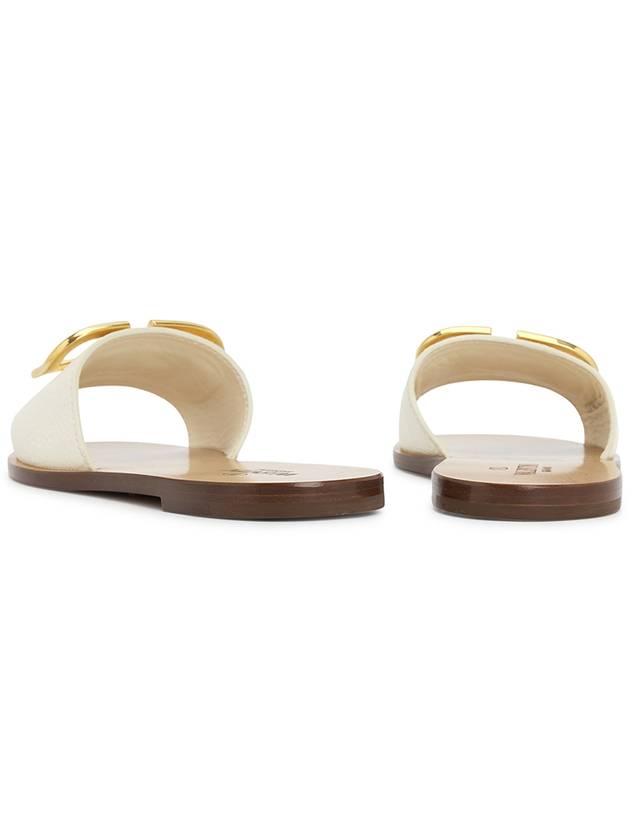 V Logo Signature Grainy Calfskin Slippers Sandals Ivory - VALENTINO - BALAAN 7