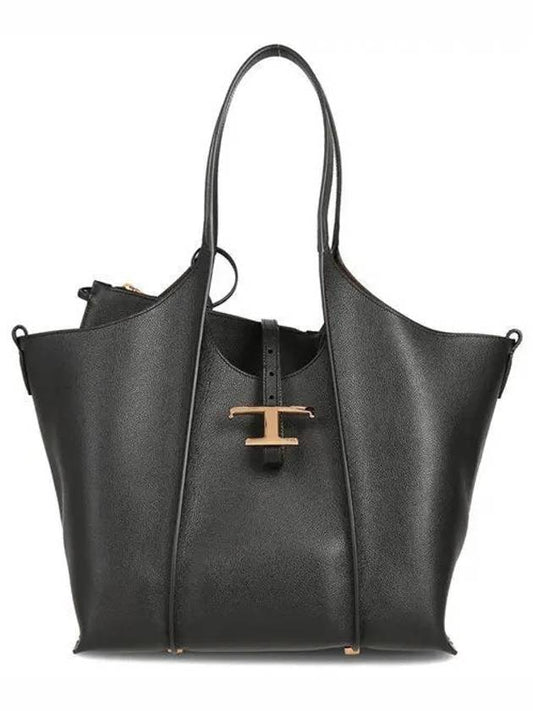 Logo T Timeless Leather Tote Bag Black - TOD'S - BALAAN 2