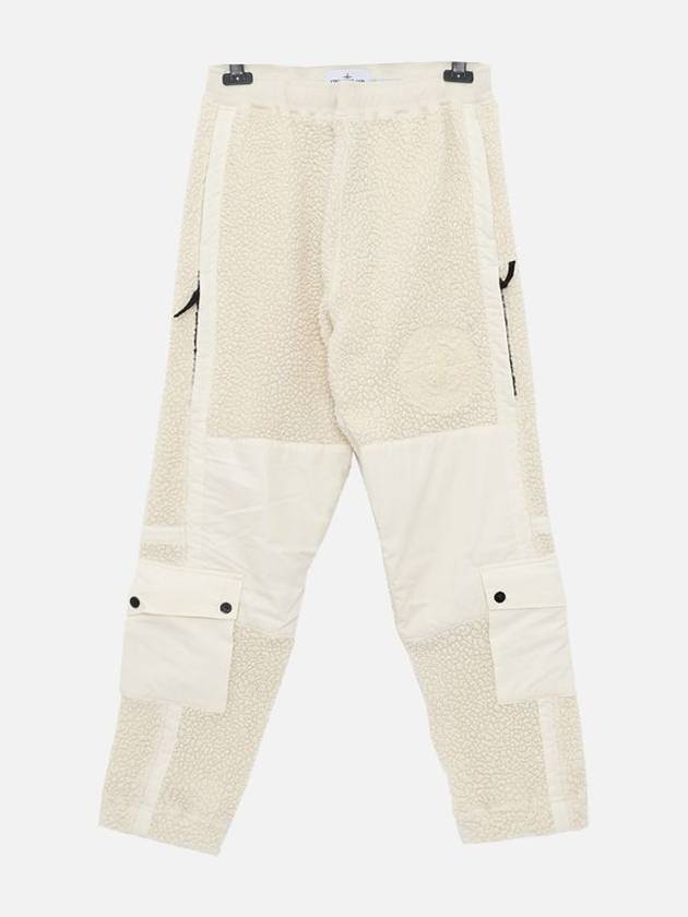 Embroidered Logo Furry Wool Track Pants White - STONE ISLAND - BALAAN 1