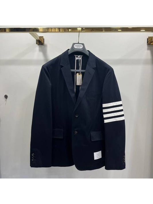 4 Bar Armband Cotton Blazer Jacket Navy - THOM BROWNE - BALAAN 2