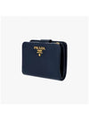 Logo Saffiano Leather Half Wallet Navy - PRADA - BALAAN 4