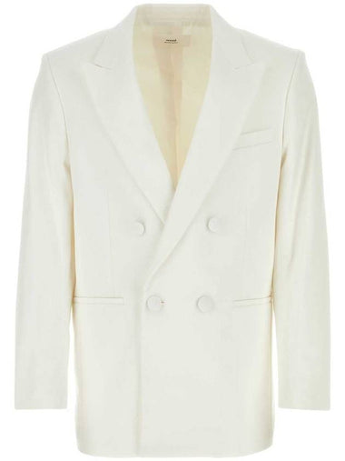 Double Brested Tailored Jacket White - AMI - BALAAN 1