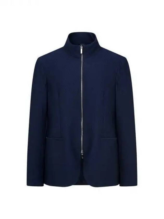 Men s waffle tissue high neck zip up jacket dark navy 270640 - GIORGIO ARMANI - BALAAN 1