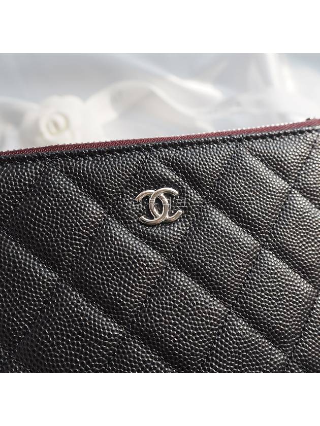 Classic Mini Pouch Grained Calfskin Silver Black - CHANEL - BALAAN 9