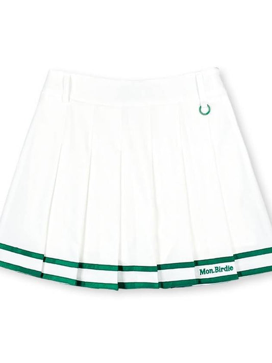 DOUBLE LINE PLEATS SKIRT logo pleated WHITE GREEN - MONBIRDIE GOLF - BALAAN 2