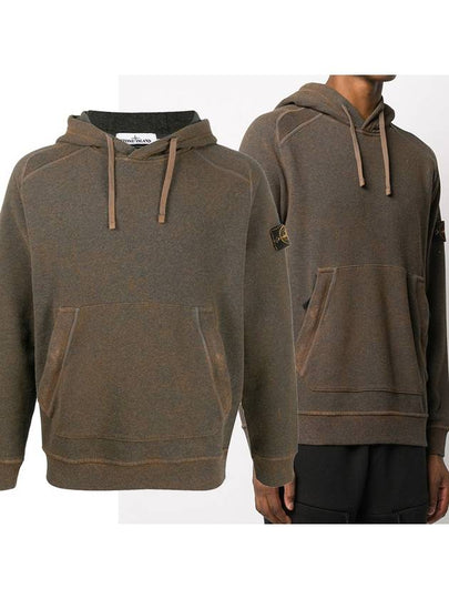 Dust Colour Treatment Hoodie Brown - STONE ISLAND - BALAAN 2