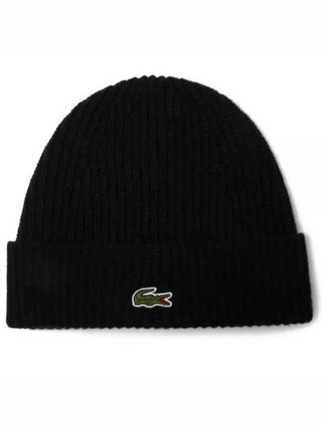 Logo Patch Wool Beanie Black - LACOSTE - BALAAN 2