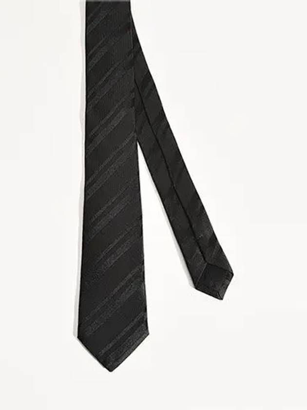 Shiny Stripe Tie Black - SAINT LAURENT - BALAAN 3