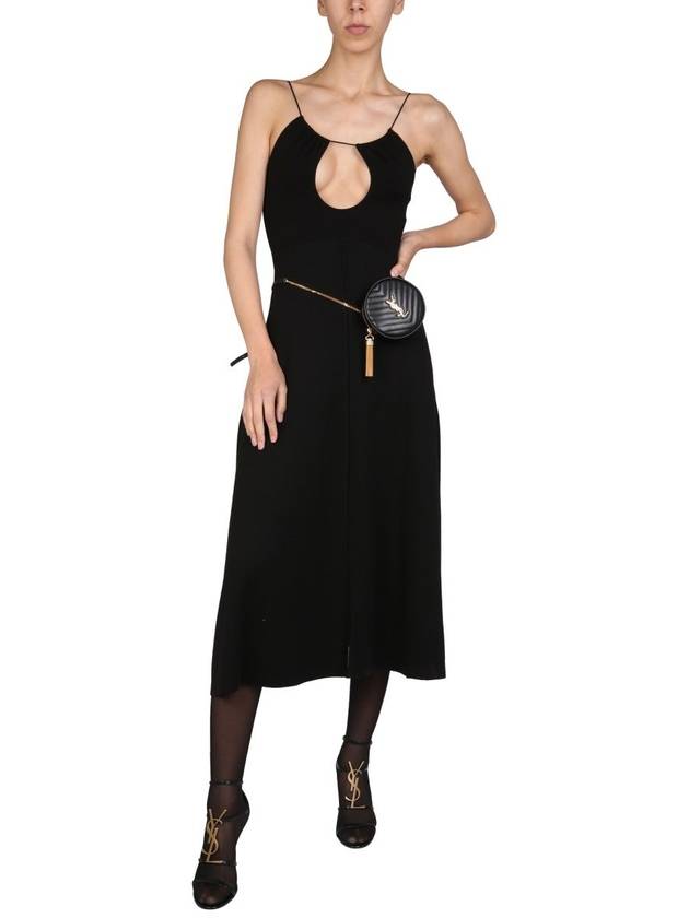 Women's Sleeveless Midi Dress Black - SAINT LAURENT - BALAAN 2