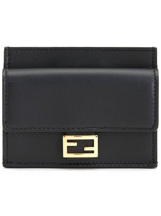 FF Baguette Flap Card Wallet Black - FENDI - BALAAN 1