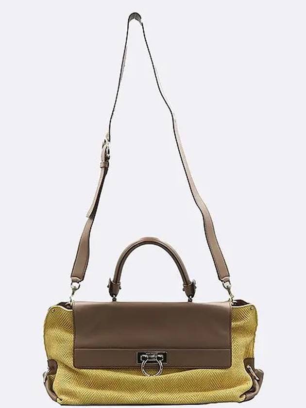 Ferragamo 21 D199 Sophia fabric trim leather tote bag shoulder strap 2WAY - SALVATORE FERRAGAMO - BALAAN 4