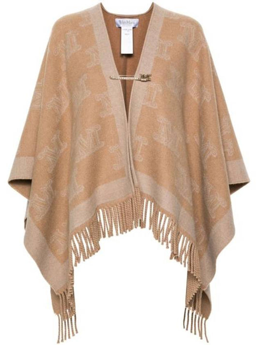 Logo Monogram Wool Cape Light Brown - MAX MARA - BALAAN 1