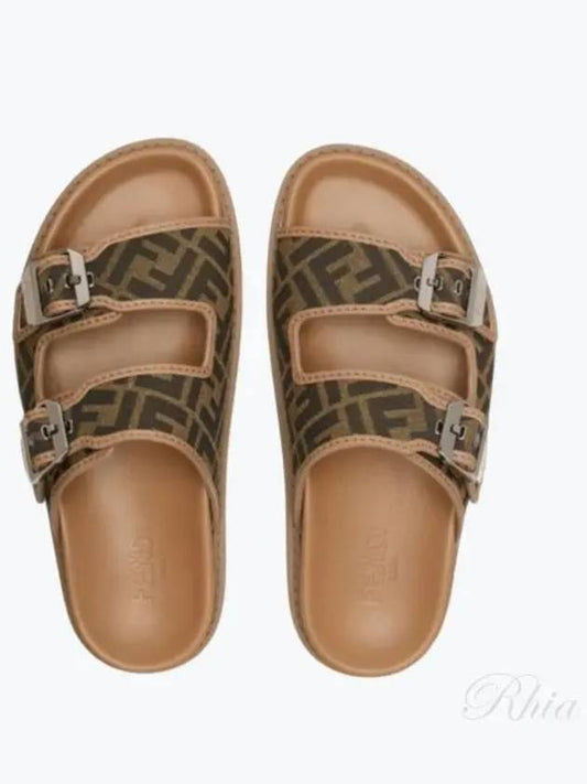 Men's Peel Jacquard Fabric Sandals Brown - FENDI - BALAAN 2