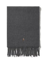 Fringe virgin wool scarf dark gray - POLO RALPH LAUREN - BALAAN 1