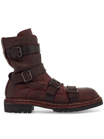 dark red horse leather boots with adjustable straps - GUIDI - BALAAN 1