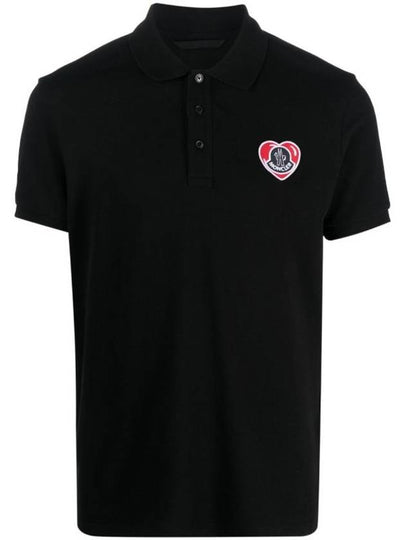 Logo Patch Polo Shirt Black - MONCLER - BALAAN 2