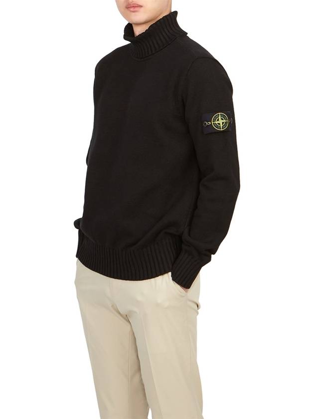 Wappen Patch Loose Fit Cotton Turtleneck Black - STONE ISLAND - BALAAN 5