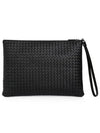 Intrecciato Strap Clutch Bag Black - BOTTEGA VENETA - BALAAN 2