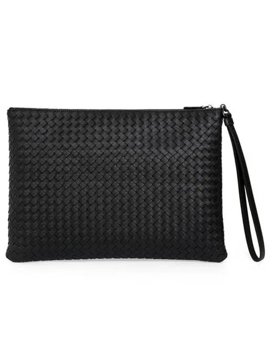 Intrecciato Strap Clutch Bag Black - BOTTEGA VENETA - BALAAN 2