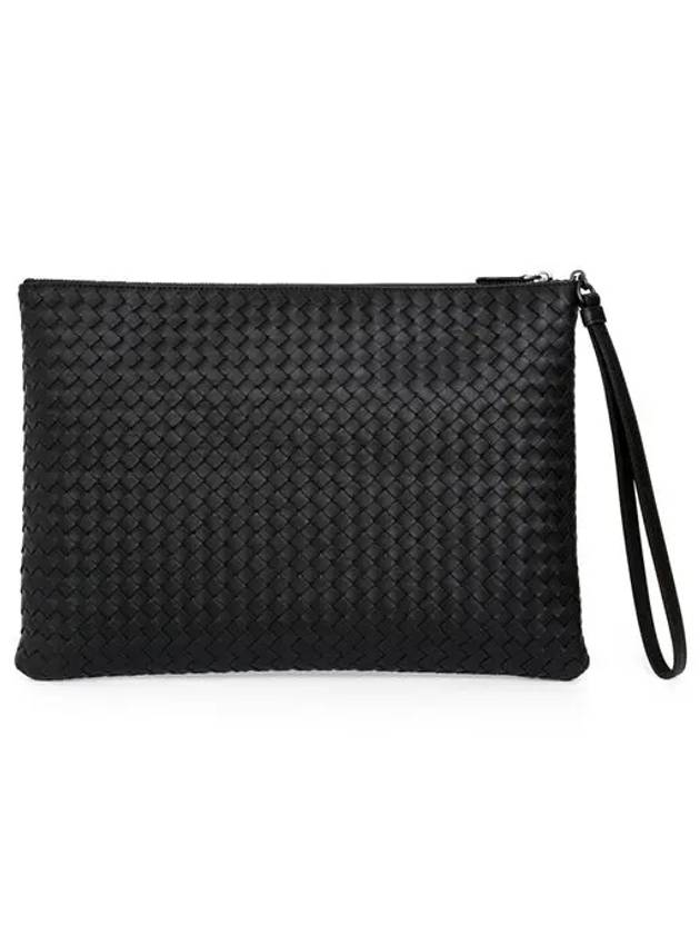 Intrecciato Strap Clutch Bag Black - BOTTEGA VENETA - BALAAN 3