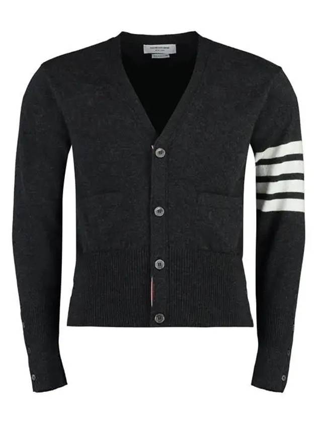 Men's Diagonal Classic Cashmere Cardigan Dark Grey - THOM BROWNE - BALAAN 2