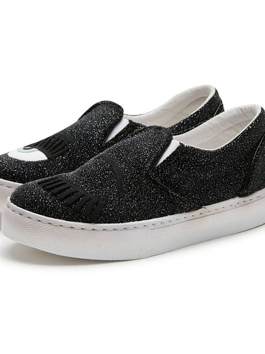 Women s Wink Glitter Black Slip On CF654 - CHIARA FERRAGNI - BALAAN 2