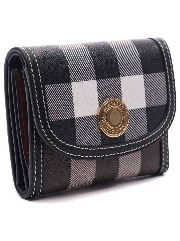 Check Print Leather Half Wallet Brown - BURBERRY - BALAAN 4