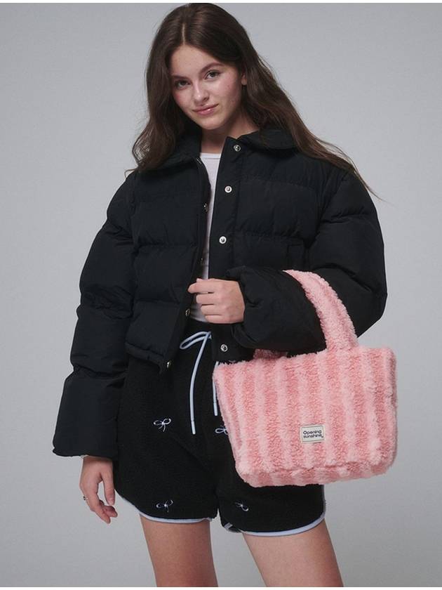 Striped shearling tote bag Pink - OPENING SUNSHINE - BALAAN 4