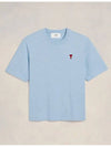 Small Heart Logo Boxy Fit Short Sleeve T-Shirt Light Blue - AMI - BALAAN 3