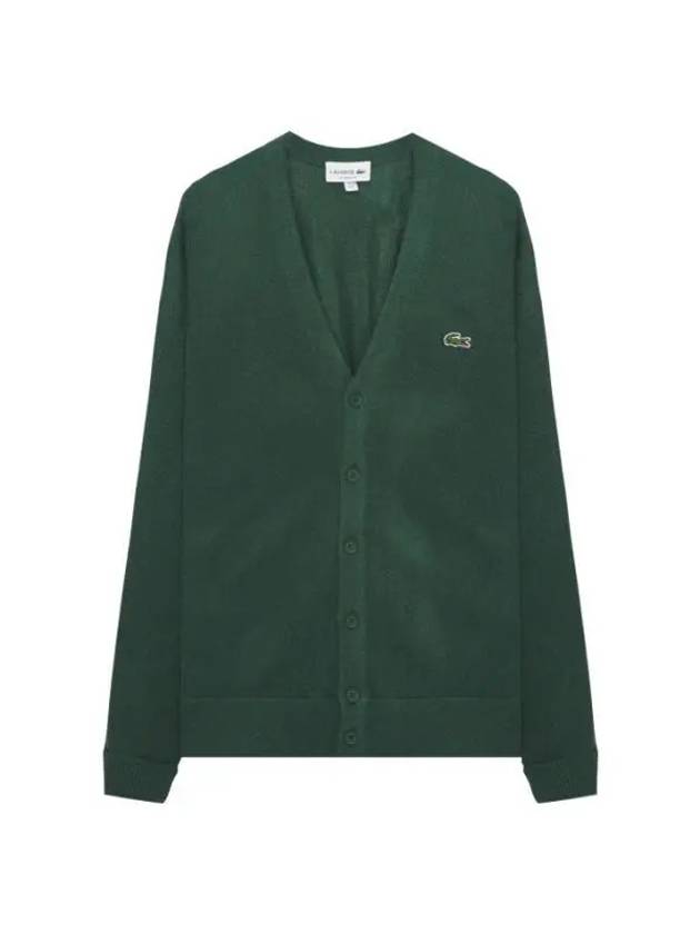 Relaxed Fit Button Wool Cardigan Green - LACOSTE - BALAAN 1