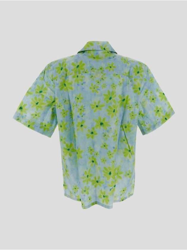 Parade Print Bowling Poplin Short Sleeve Shirt Light Green - MARNI - BALAAN 4