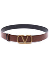 V Logo Signature Reversible Belt Brown - VALENTINO - BALAAN 4