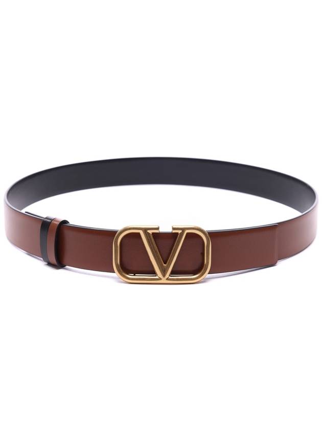 V Logo Signature Reversible Belt Brown - VALENTINO - BALAAN 4