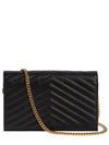 YSL Gold Monogram Chevron Quilted Chain Wallet Shoulder Bag - SAINT LAURENT - BALAAN 4