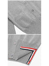 Milano Stitch 4 Bar Classic V Neck Fine Merino Wool Cardigan Grey - THOM BROWNE - BALAAN 4