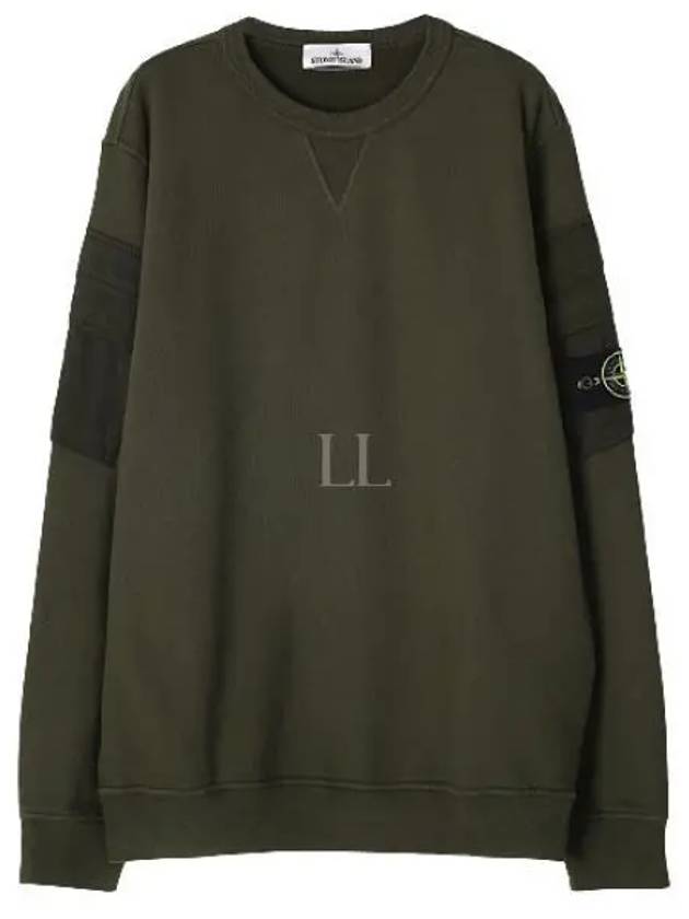 Men's Wappen Patch Cargo Pocket Sweatshirt Olive - STONE ISLAND - BALAAN 2