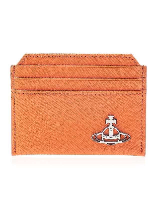 Saffiano Slim Card Wallet Orange - VIVIENNE WESTWOOD - BALAAN 1