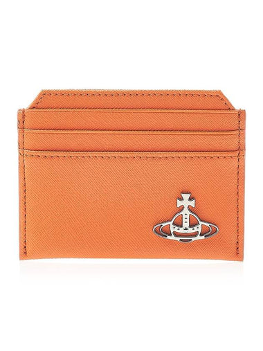 Saffiano Slim Card Wallet Orange - VIVIENNE WESTWOOD - BALAAN 1