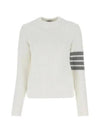 Women's 4 Bar Crew Neck Cotton Knit Top White - THOM BROWNE - BALAAN 2