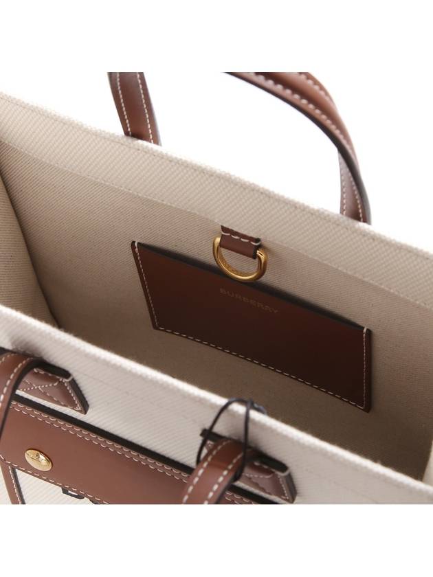 Mini Two-Tone Canvas and Leather Freya Tote Bag Natural Tan - BURBERRY - BALAAN 7