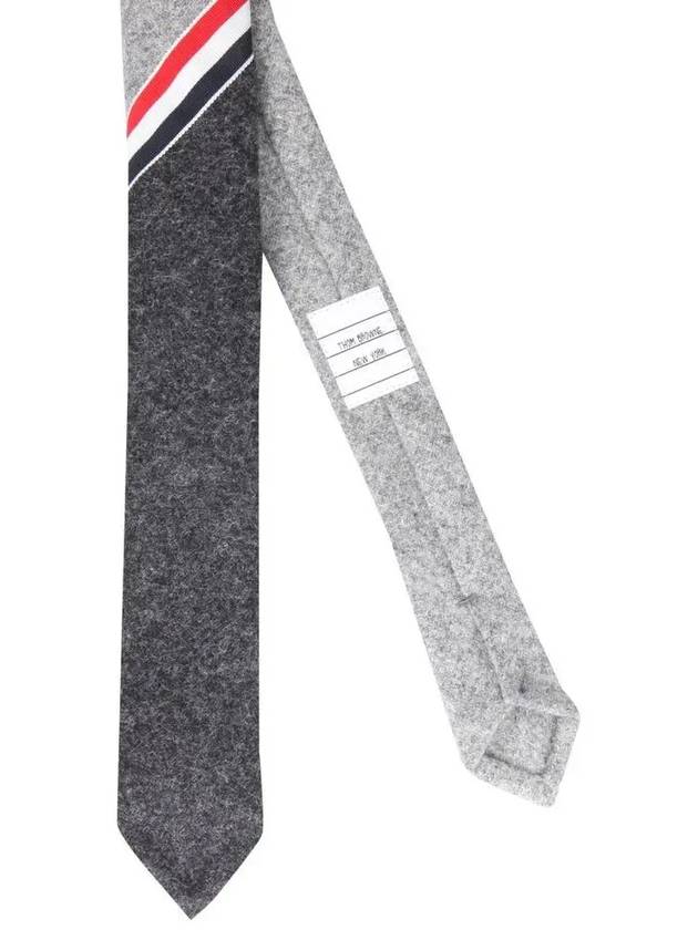 three-stripe two-tone striped wool tie gray - THOM BROWNE - BALAAN.